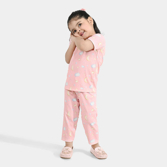 Infant Girls Jersey/Terry Printed Night Suit - Pink