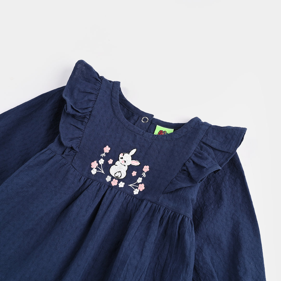 Infant Girls Cotton 2 Pc Suit-Petter Rabbit-NAVY