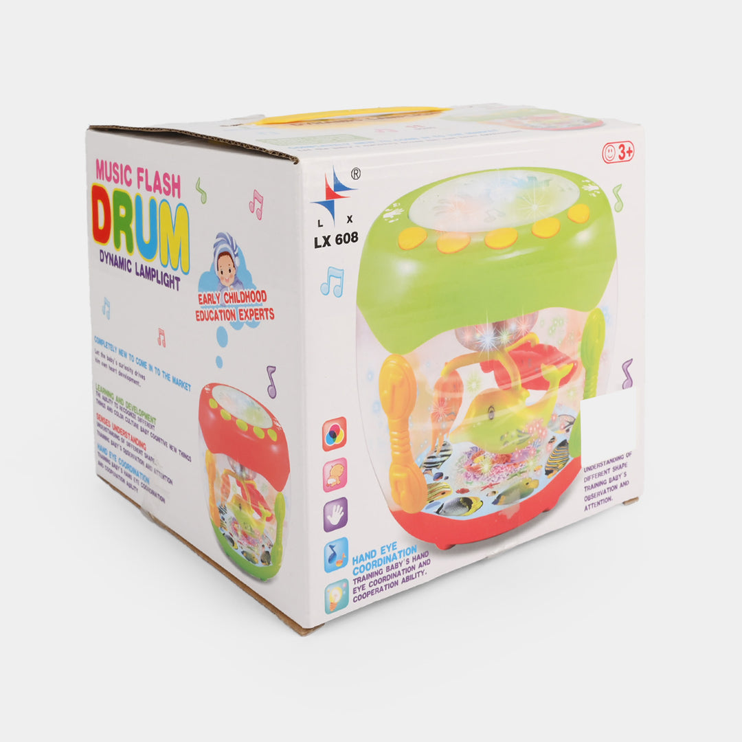 Musical Flash Fish Rotating Drum Toy
