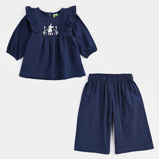 Infant Girls Cotton 2 Pc Suit-Petter Rabbit-NAVY