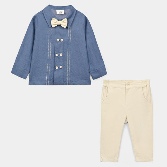 Infant Boys Cotton Interlock Woven Suit 320 - 036- Blue.Beige