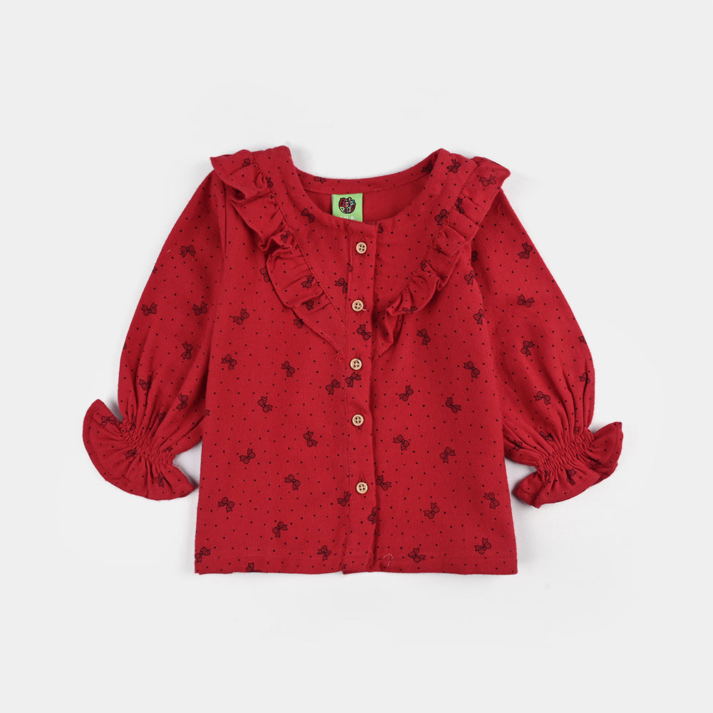 Infant Girls Georgette 2 Pc Suit-Knot Chic-Red