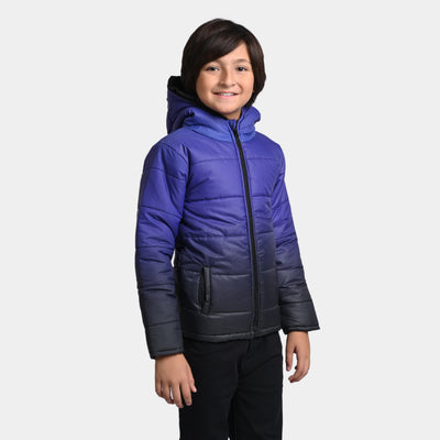 Boys Taffeta Quilted Jacket Blue Dip Dye-Blue