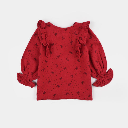 Infant Girls Georgette 2 Pc Suit-Knot Chic-Red