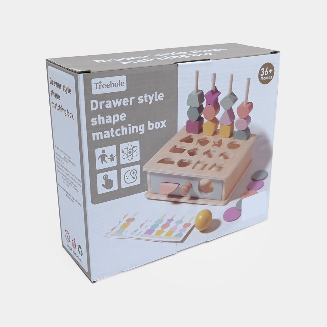 Educational Wooden Toy Drawer Style Shape Matching Box