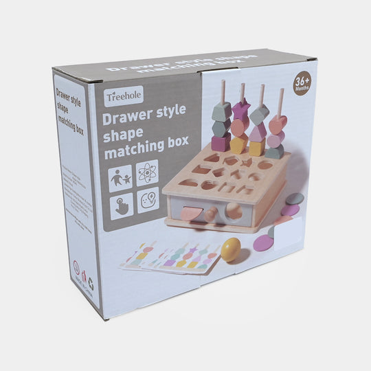 Educational Wooden Toy Drawer Style Shape Matching Box
