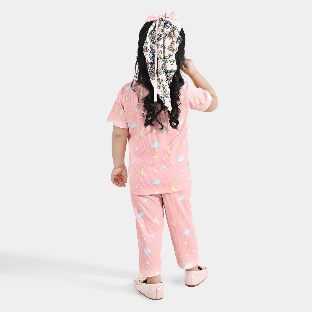 Infant Girls Jersey/Terry Printed Night Suit - Pink