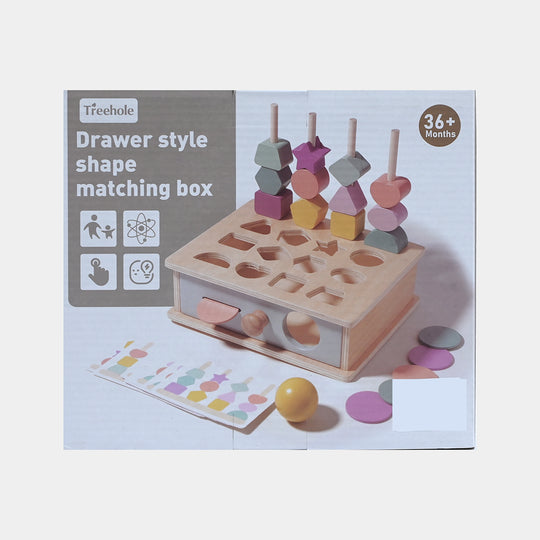 Educational Wooden Toy Drawer Style Shape Matching Box