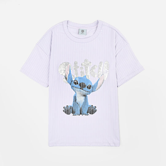 Girls Lycra Jersey T-Shirt Stitch-Lilac