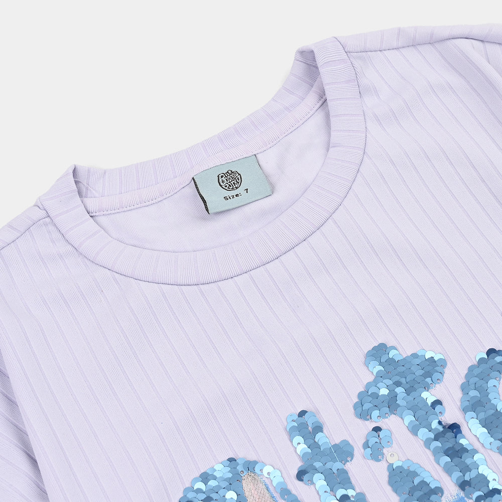 Girls Lycra Jersey T-Shirt Stitch-Lilac
