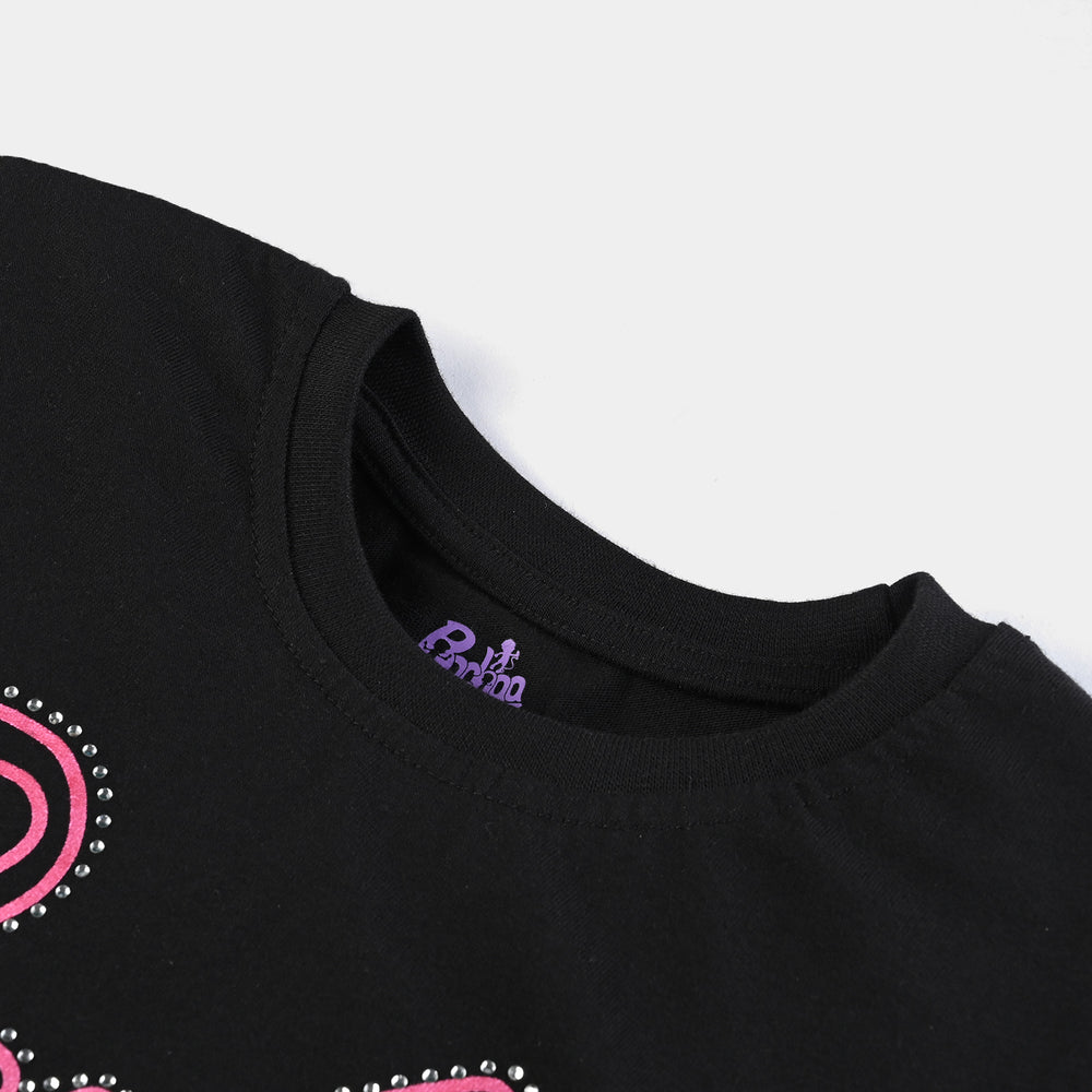 Girls Cotton Jersey T-Shirt F/S-Jet Black