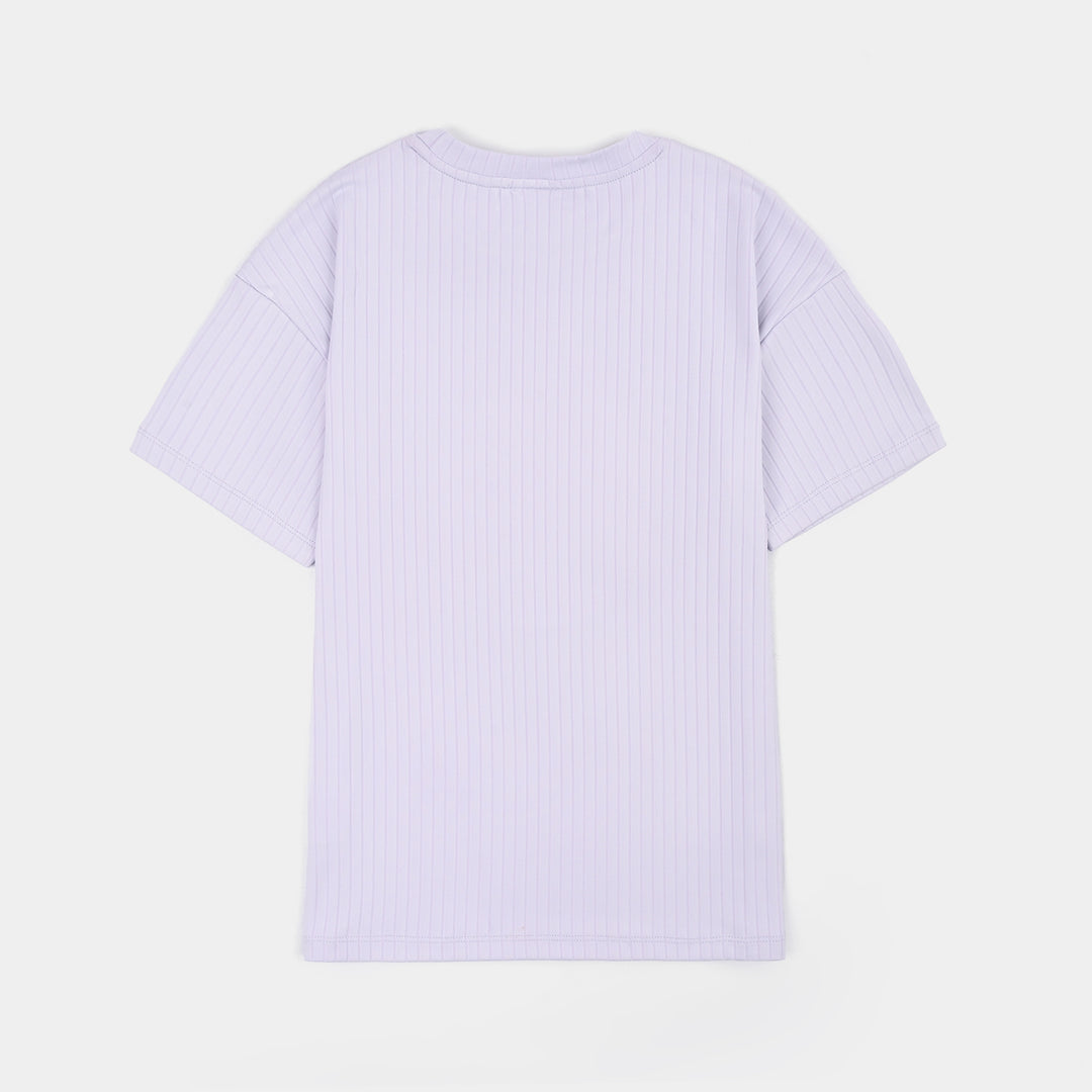 Girls Lycra Jersey T-Shirt Stitch-Lilac