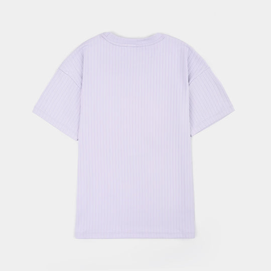 Girls Lycra Jersey T-Shirt Stitch-Lilac