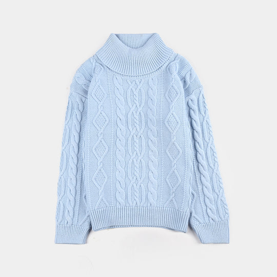 Girls VPN-Acrylic Sweater-Cable-L.Blue
