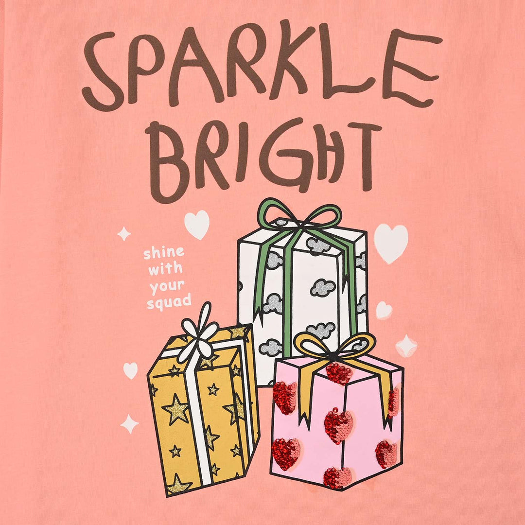 Girls Lycra Jersey T-Shirt Sparkle-D.PINK