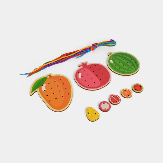 Wooden Fruit Lacing & Threading Board Set