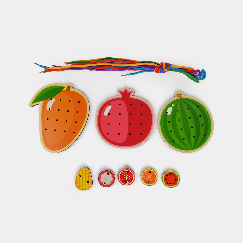Wooden Fruit Lacing & Threading Board Set