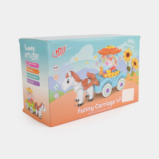 Funny Carriage Electric Horse & Spinning Light Cart Toy