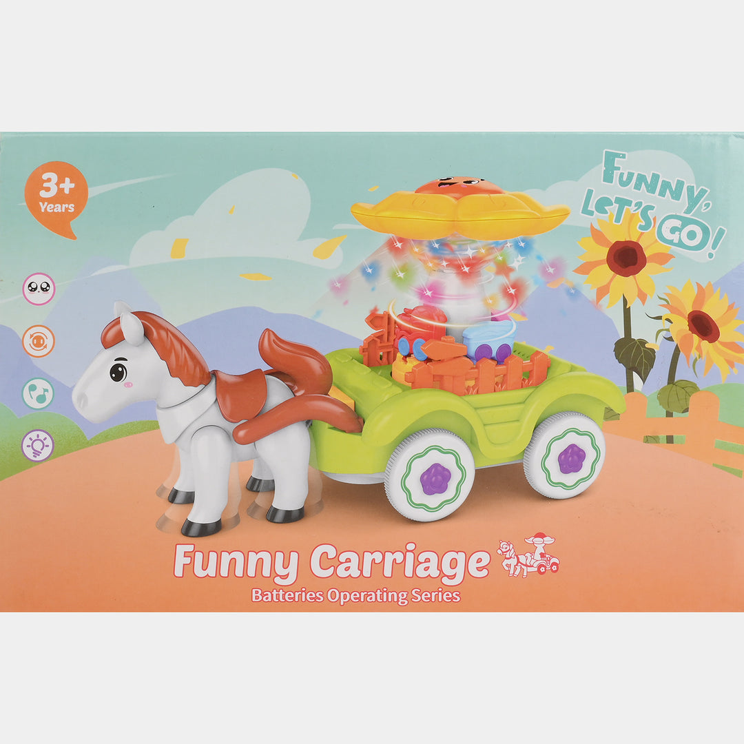 Funny Carriage Electric Horse & Spinning Light Cart Toy