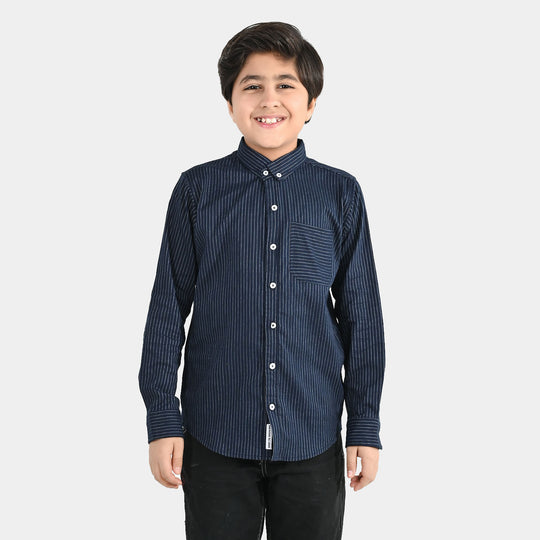 Boys Yarn Dyed Shirt (One Ocean) - Blue