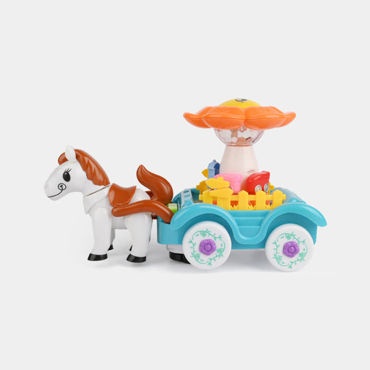 Funny Carriage Electric Horse & Spinning Light Cart Toy