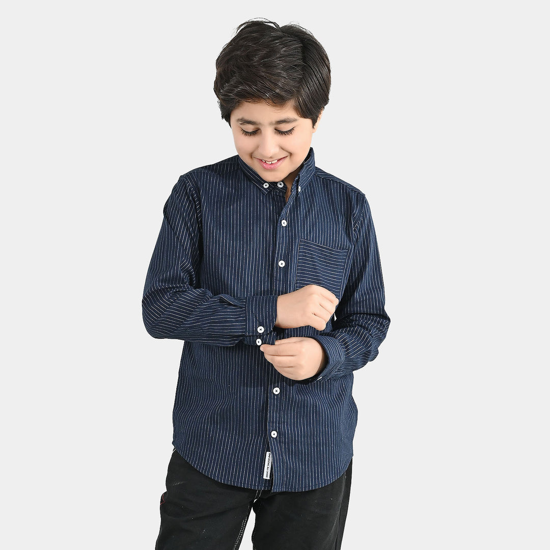 Boys Yarn Dyed Shirt (One Ocean) - Blue