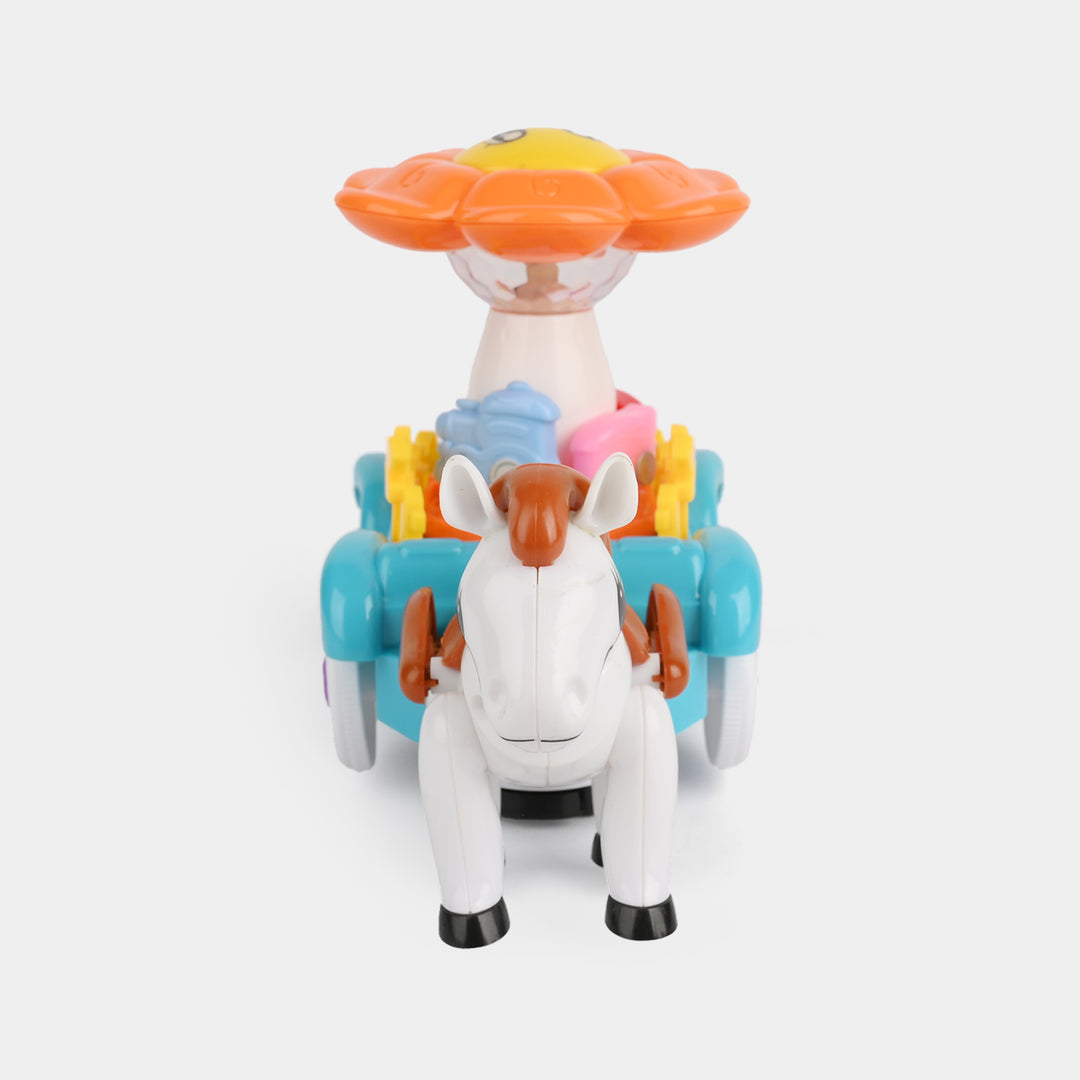 Funny Carriage Electric Horse & Spinning Light Cart Toy