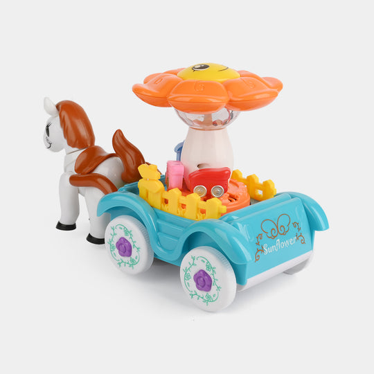 Funny Carriage Electric Horse & Spinning Light Cart Toy