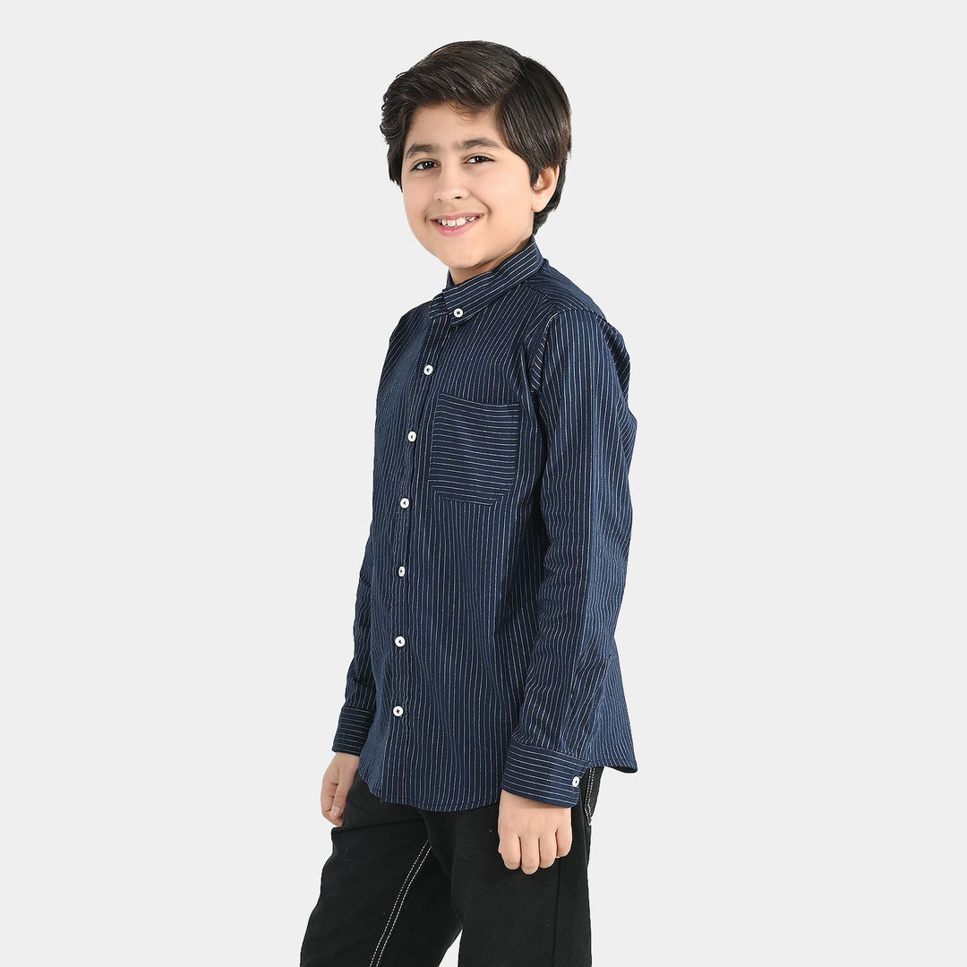 Boys Yarn Dyed Shirt (One Ocean) - Blue