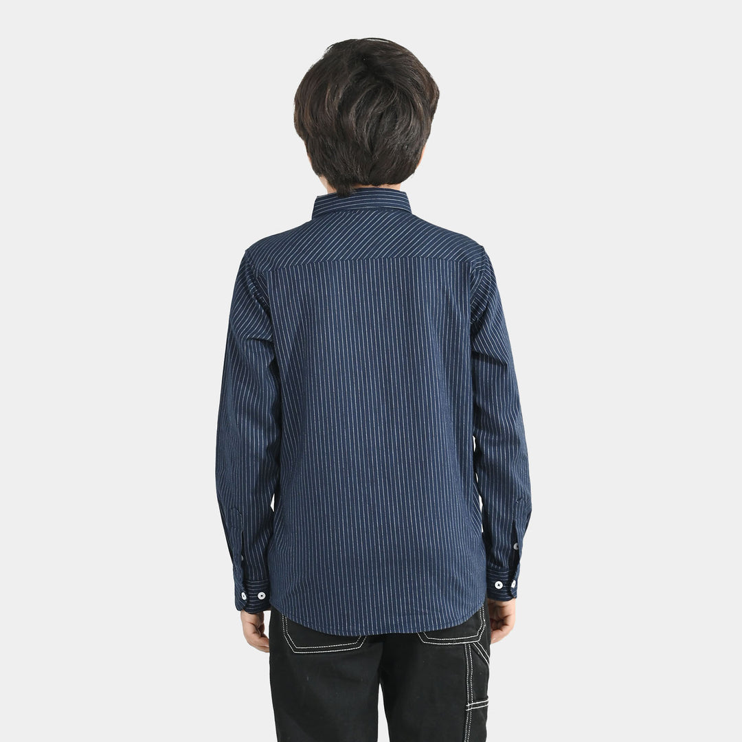 Boys Yarn Dyed Shirt (One Ocean) - Blue
