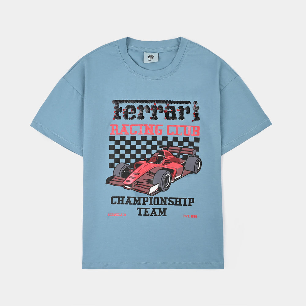 Boys Lycra Jersey T-Shirt-Blue