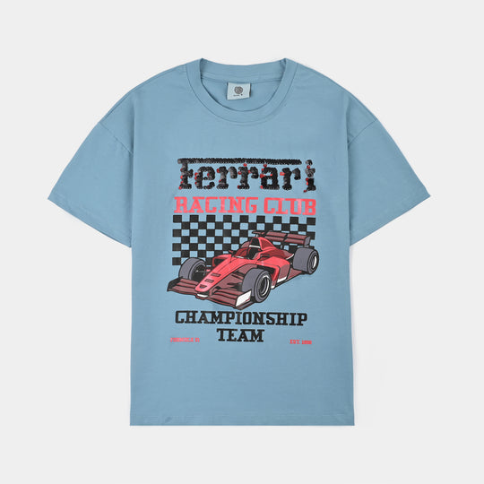Boys Lycra Jersey T-Shirt-Blue