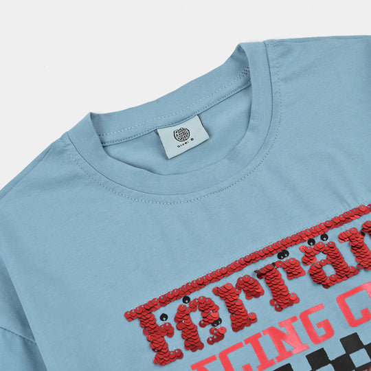 Boys Lycra Jersey T-Shirt-Blue