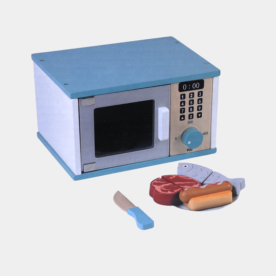 Wooden Kitchen Microwave Oven & Food Playset