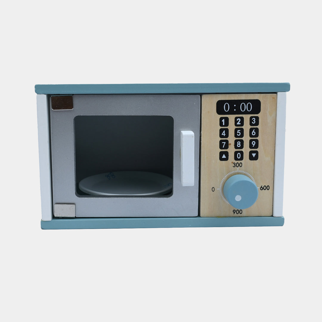 Wooden Kitchen Microwave Oven & Food Playset