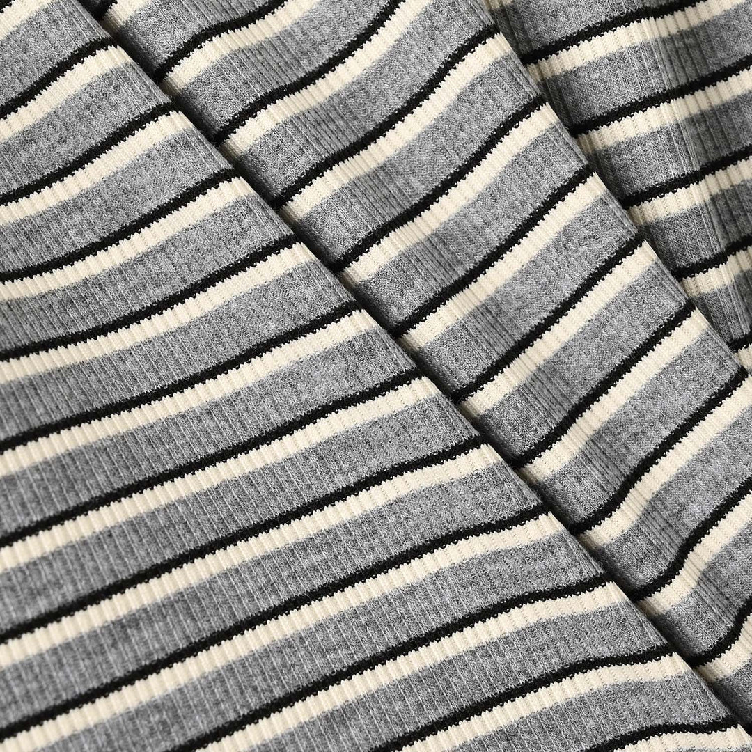 Boys Yarn Dyed Rib T-Shirt Street Mode - GREY