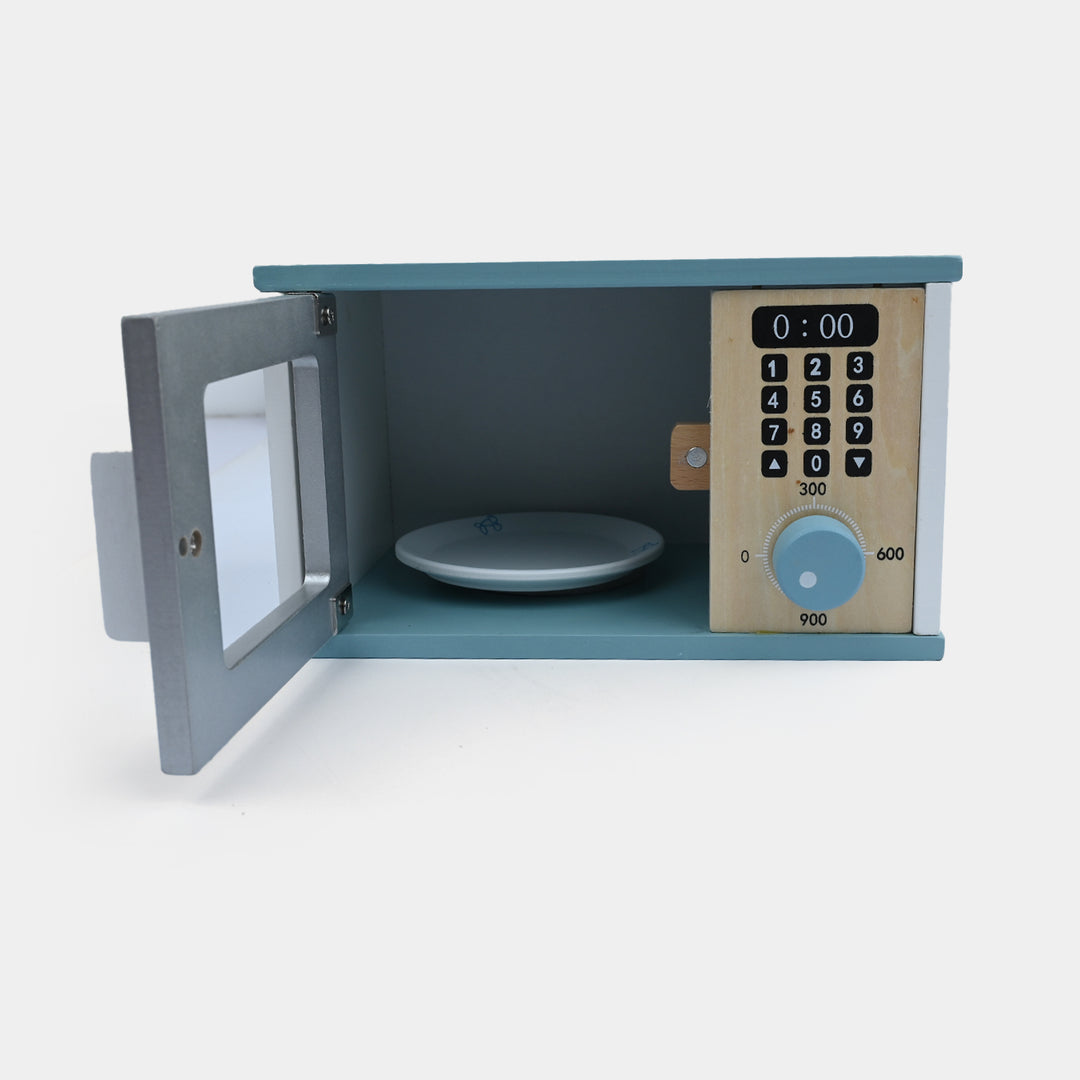 Wooden Kitchen Microwave Oven & Food Playset