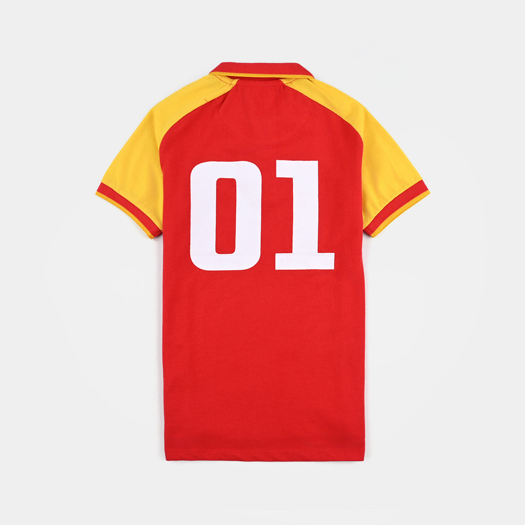 Boys Jumbo Pique Polo-HR.Red