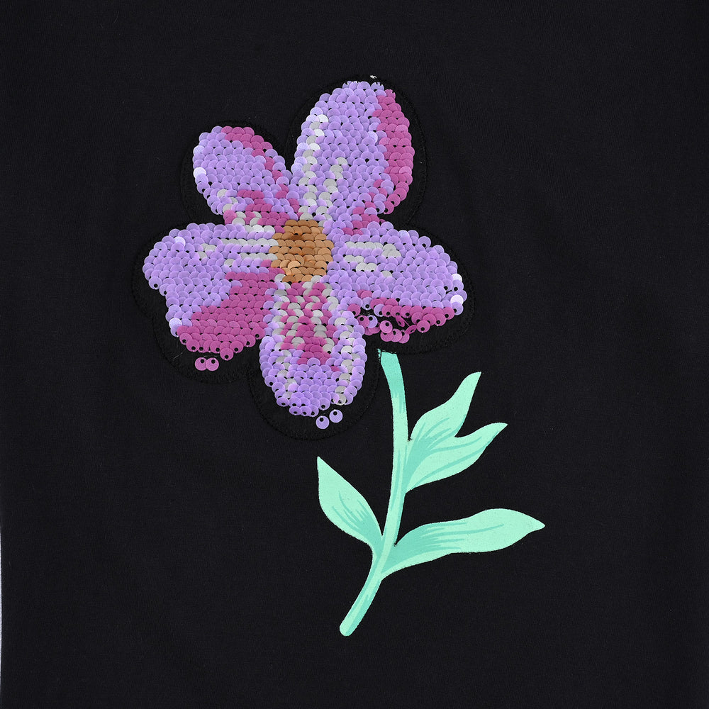 Girls Cotton Jersey T-Shirt BLOOM WITH GRACE-Jet Black