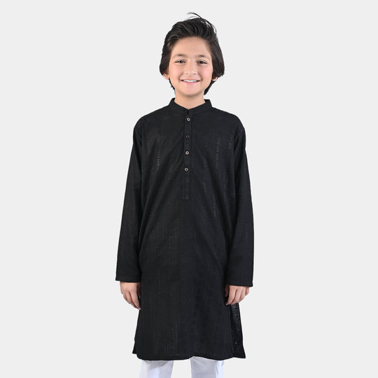 Boys Chicken Kari Basic Kurta (Black Chicken)-BLACK