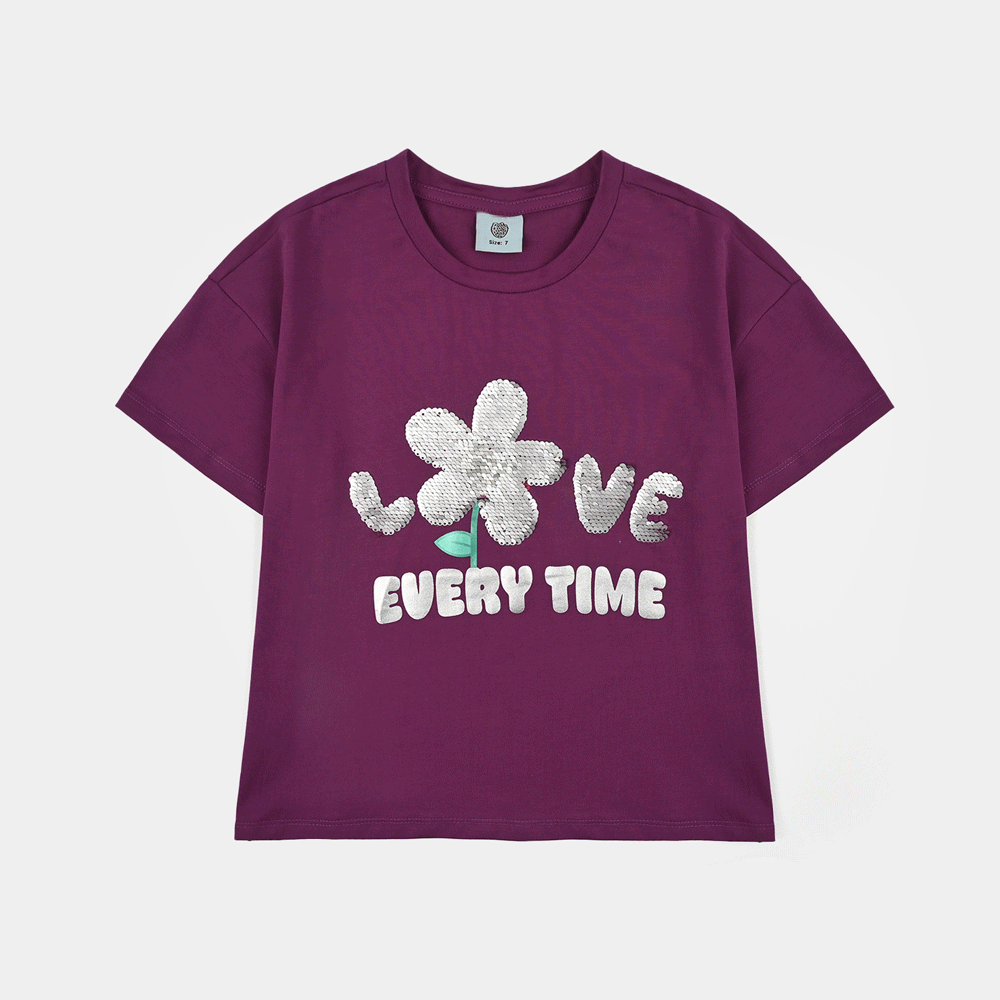 Girls Lycra Jersey T-Shirt Love-Purple