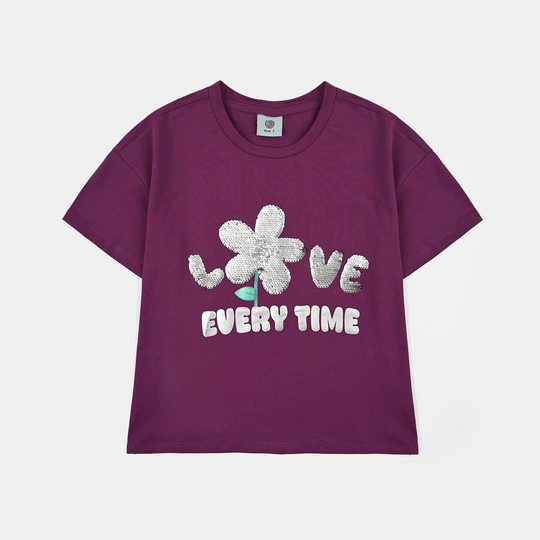 Girls Lycra Jersey T-Shirt Love-Purple