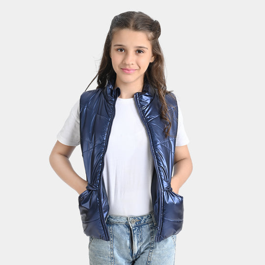 Girls Mix taffeta Quilted Jacket S/L Basic-Teal blue