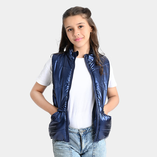 Girls Mix taffeta Quilted Jacket S/L Basic-Teal blue