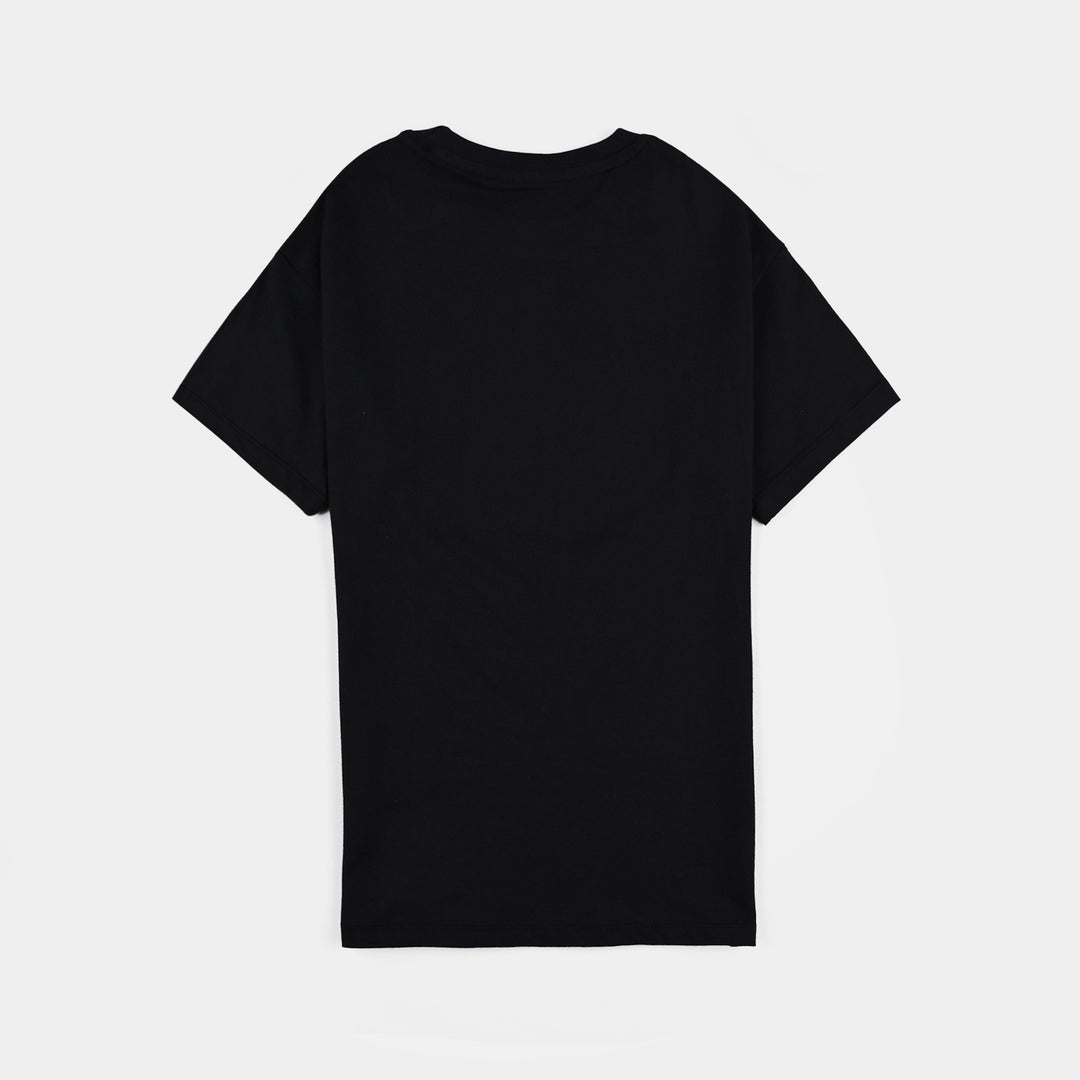 Girls Cotton Jersey T-Shirt BLOOM WITH GRACE-Jet Black