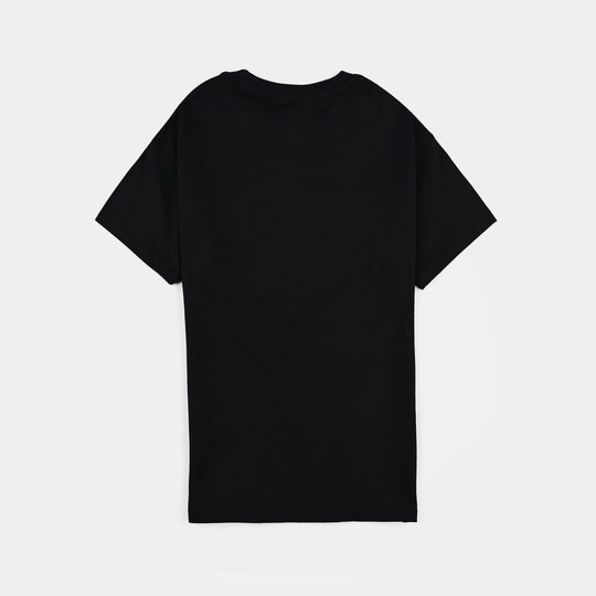 Girls Cotton Jersey T-Shirt BLOOM WITH GRACE-Jet Black