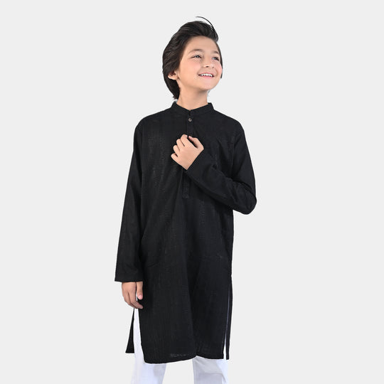 Boys Chicken Kari Basic Kurta (Black Chicken)-BLACK