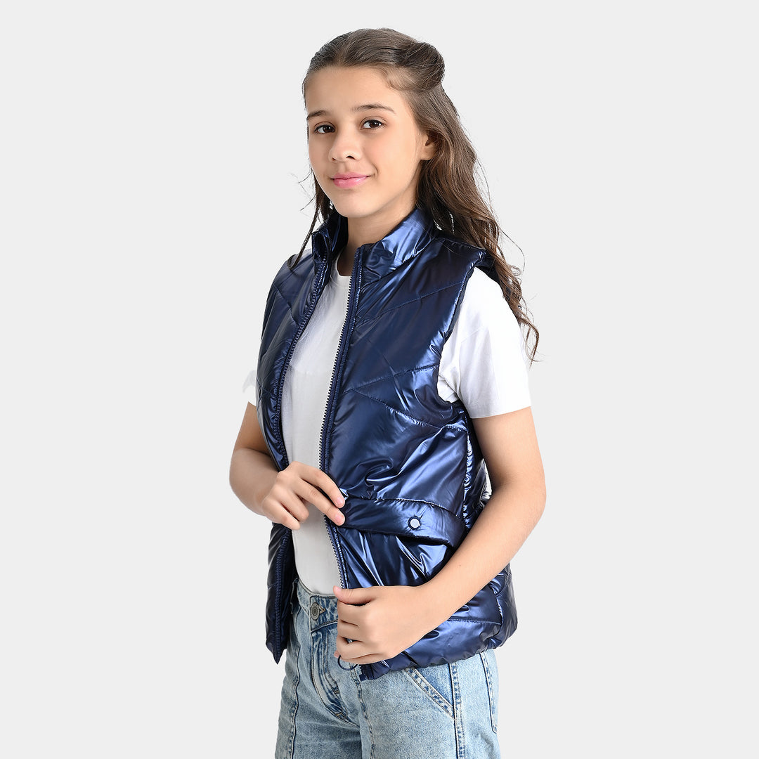 Girls Mix taffeta Quilted Jacket S/L Basic-Teal blue