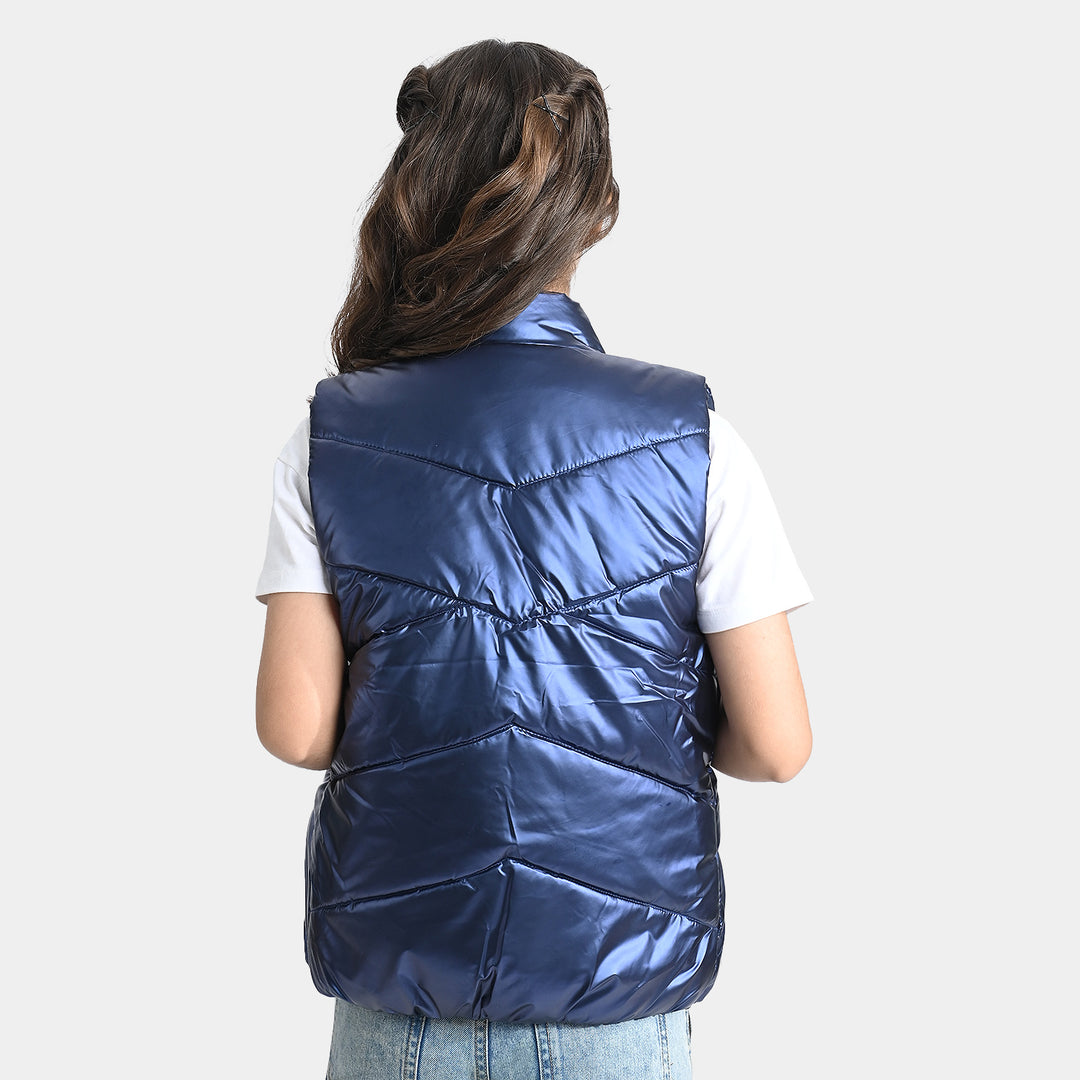 Girls Mix taffeta Quilted Jacket S/L Basic-Teal blue