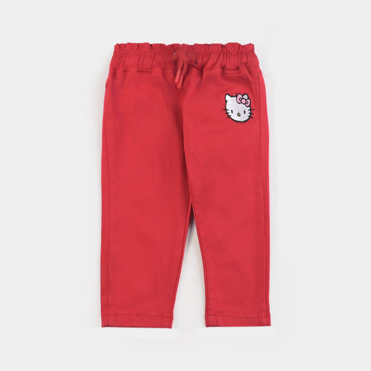 Infant Girls Cotton Twill Pant-Racing Red